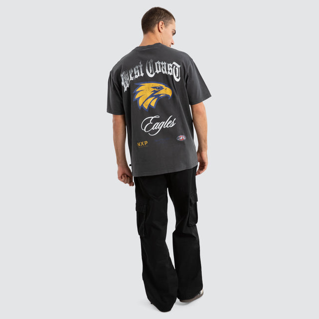 West Coast Eagles AFL Vintage Goth Tee Pigment Asphalt