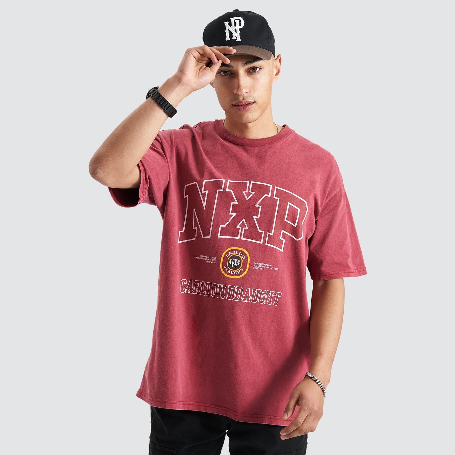 Agnus Relaxed Box Fit Tee Pigment Maroon