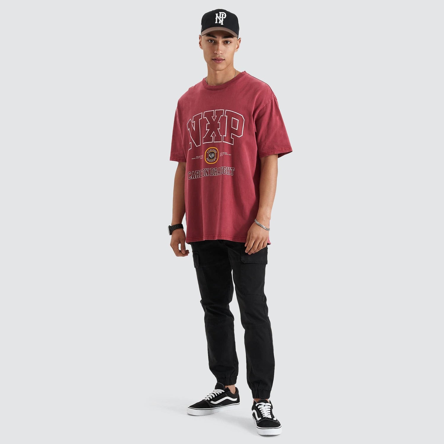 Agnus Relaxed Box Fit Tee Pigment Maroon