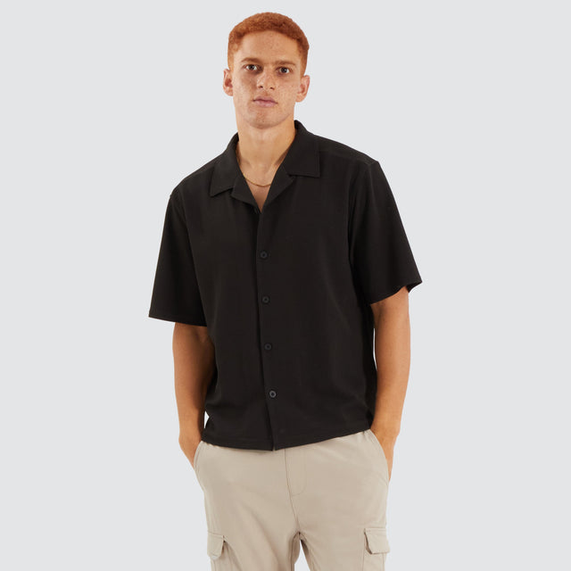 Amalfi Box Resort Shirt Jet Black