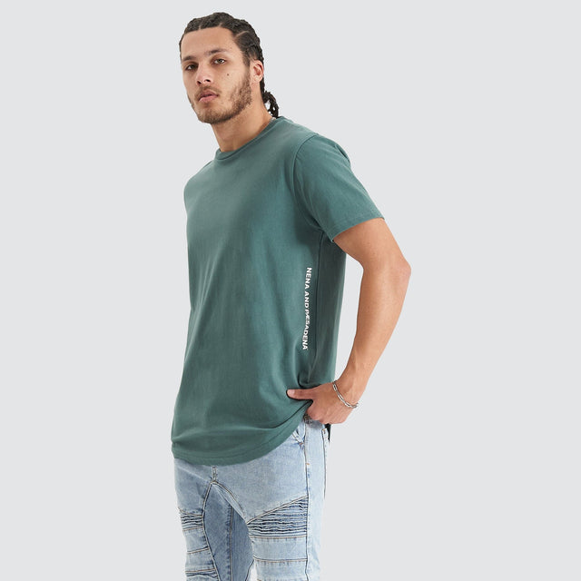 Back Rank Dual Curved Tee Silver Pine