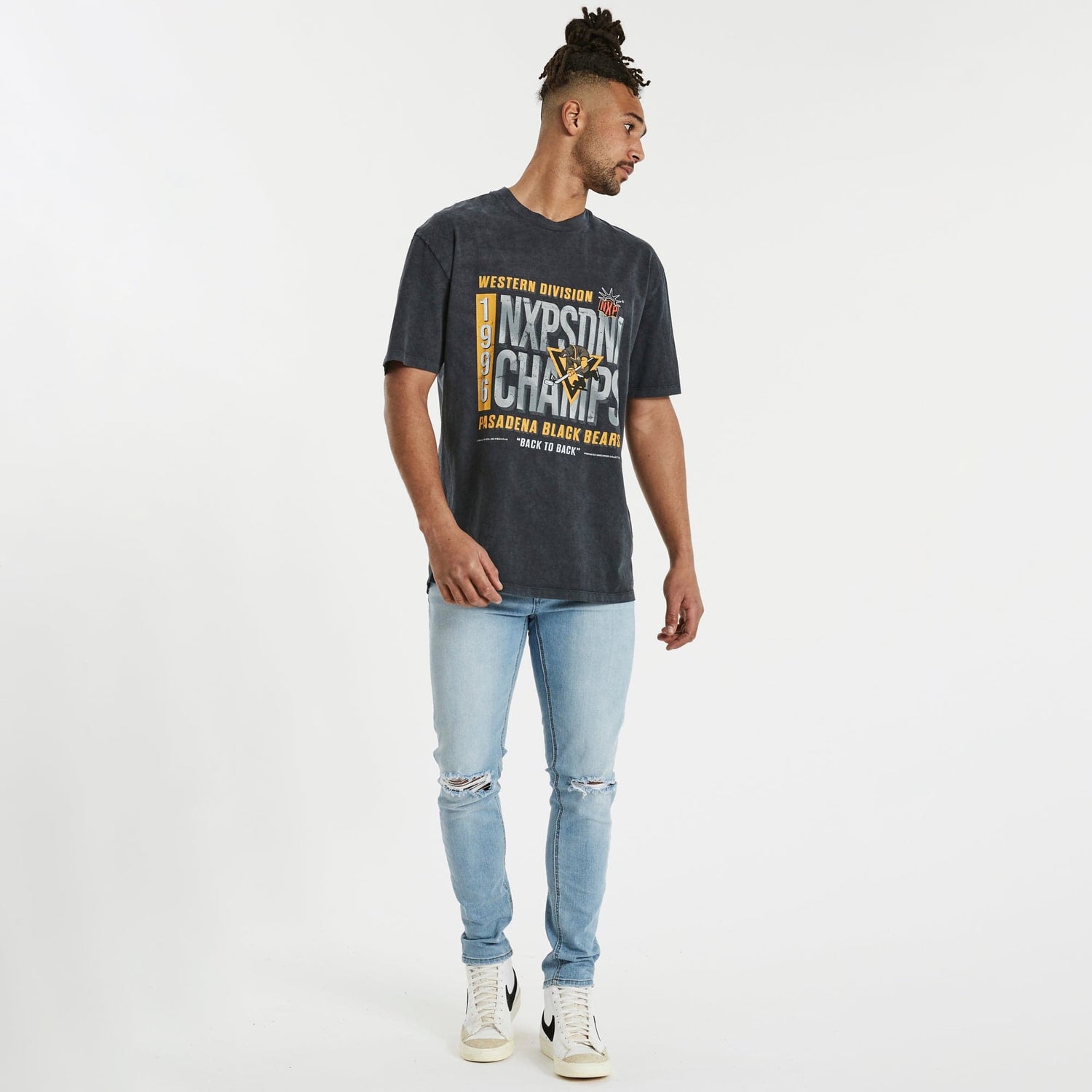 Back to Back Box Fit Scoop T-Shirt Mineral Black