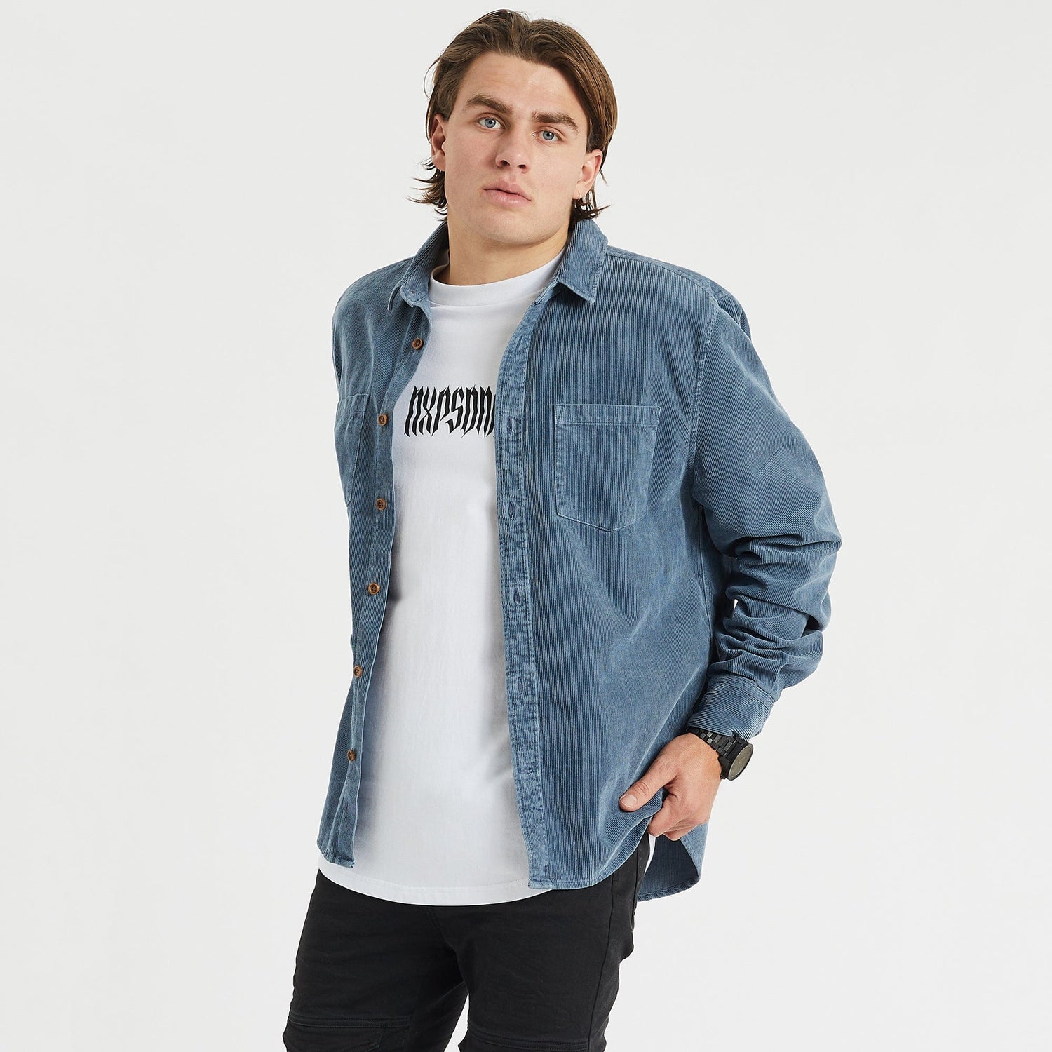 Berkeley Cord Long Sleeve Shirt Pigment Blue
