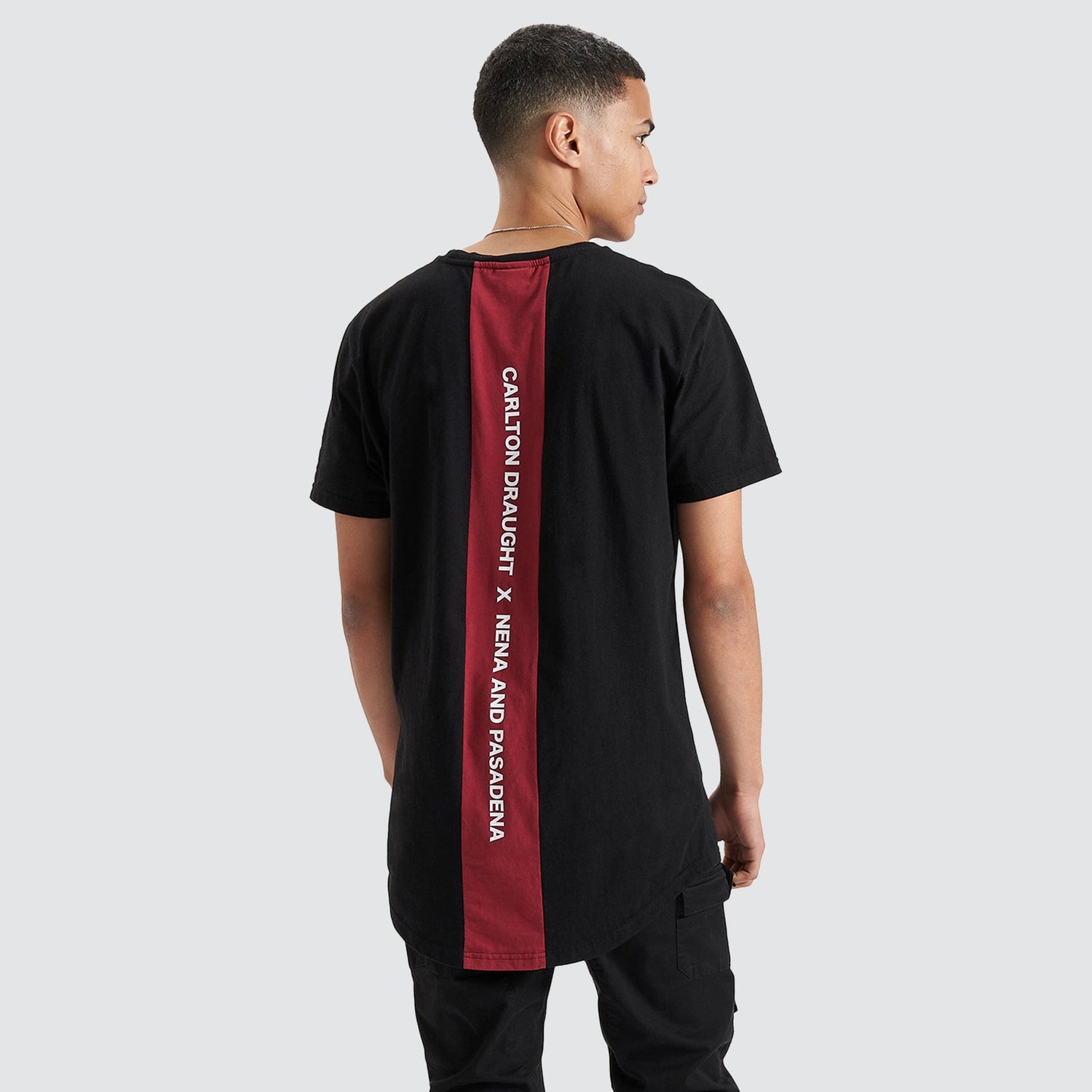 Bramling Cape Back Tee Black/Maroon