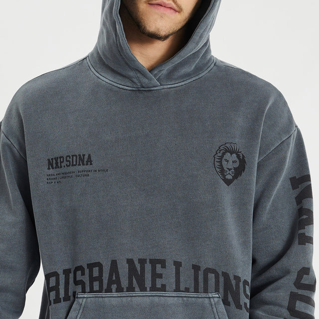 Brisbane Lions Relaxed Hoodie Pigment Charcoal