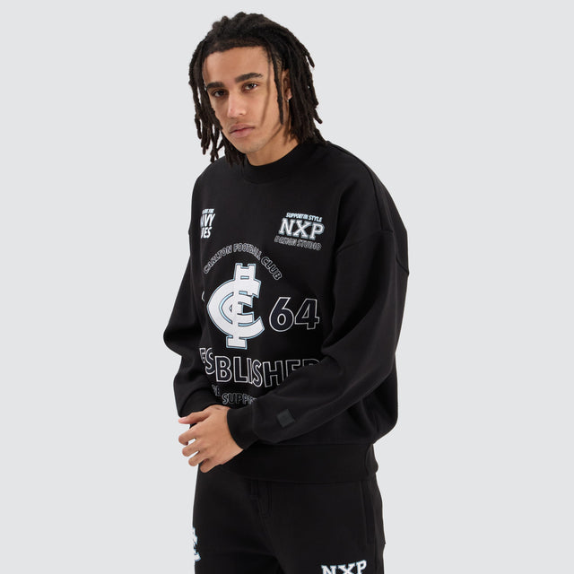 Carlton Blues AFL Box Fit Sweater Jet Black