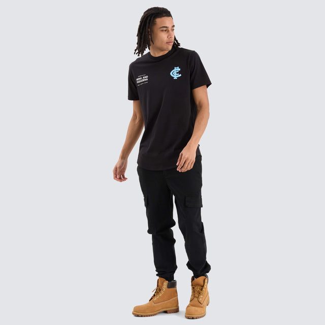 Carlton Blues AFL Dual Curved Tee Jet Black