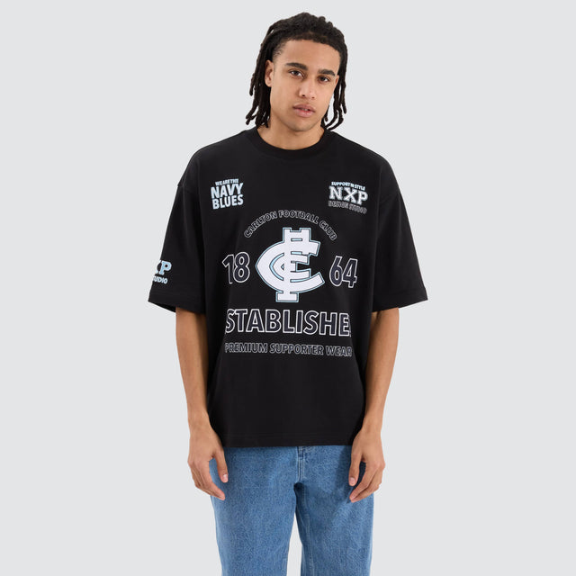 Carlton Blues AFL Mega Loop Back Tee Jet Black