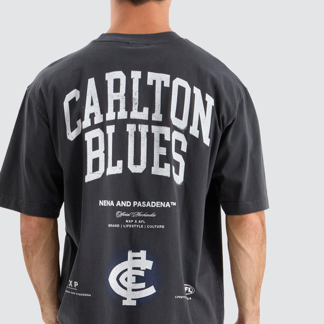Carlton Blues AFL Oversized Tee Pigment Black