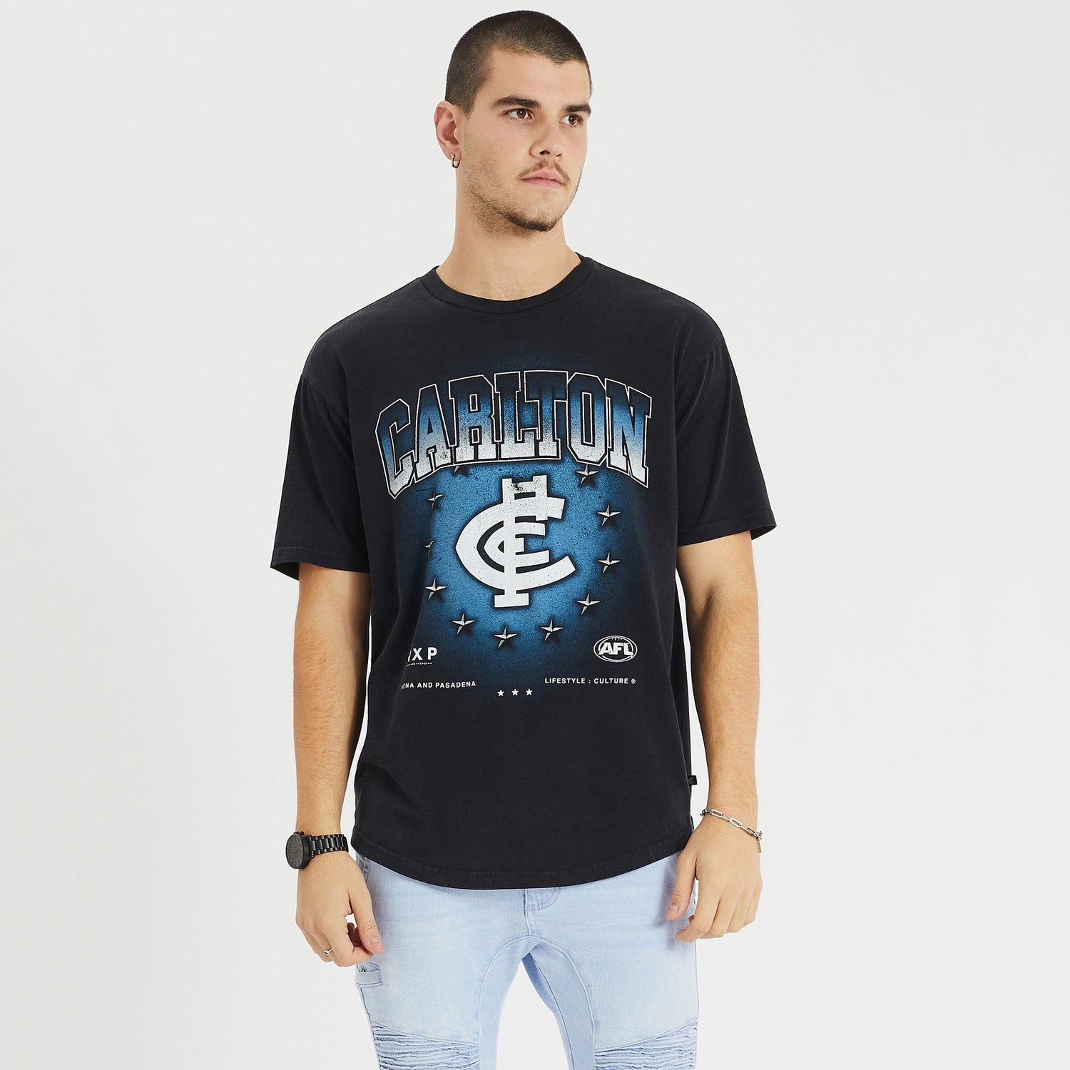 Carlton Blues Box Fit Scoop T-Shirt Mineral Black