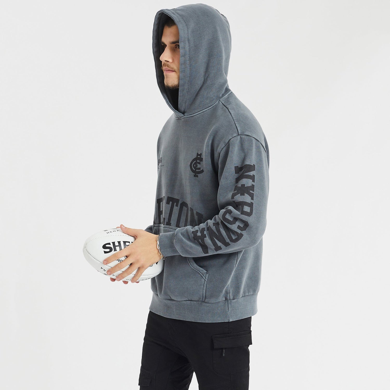 Carlton Blues Relaxed Hoodie Pigment Charcoal