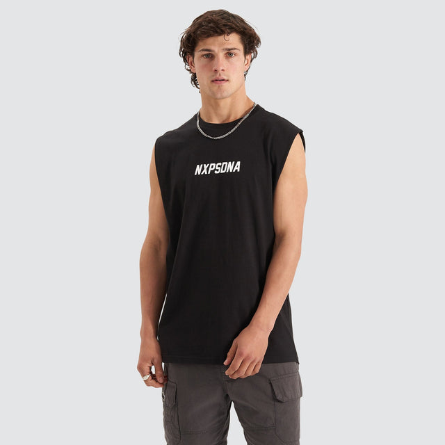 Cautionary Scoop Back Muscle Tee Jet Black