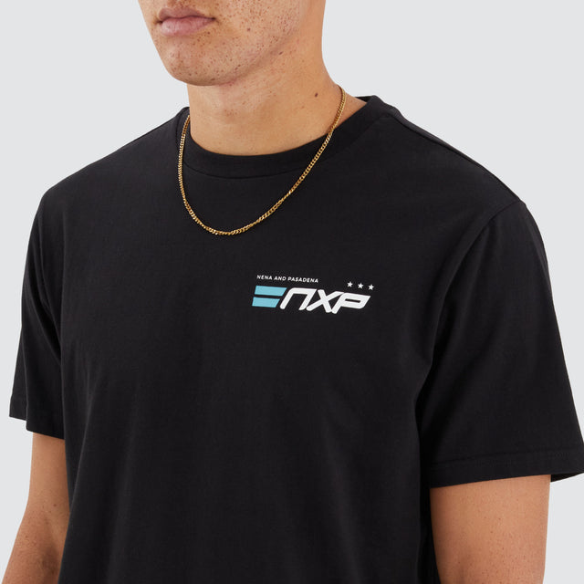 Chain Dual Curved Tee Jet Black