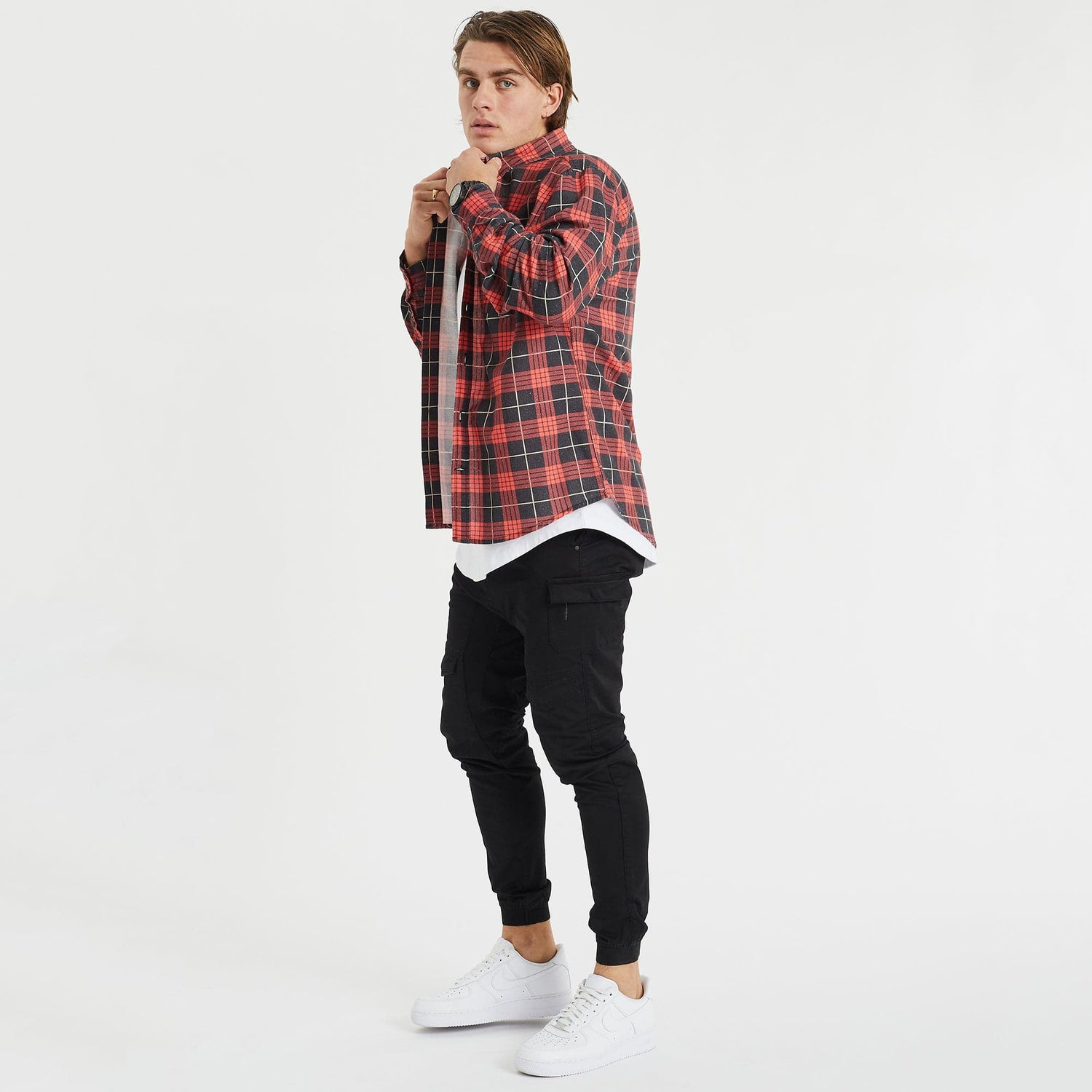 Charge Casual Long Sleeve Shirt Red Check