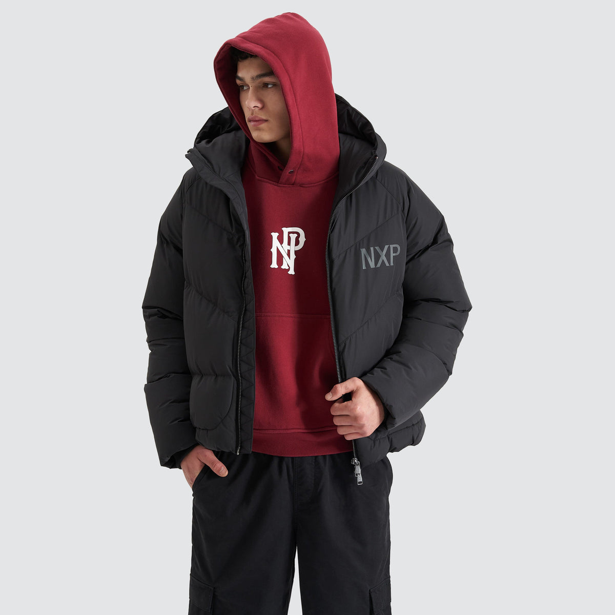 NXP Chrysler Raglan Puffer Jacket Black - Nena and Pasadena | NXP