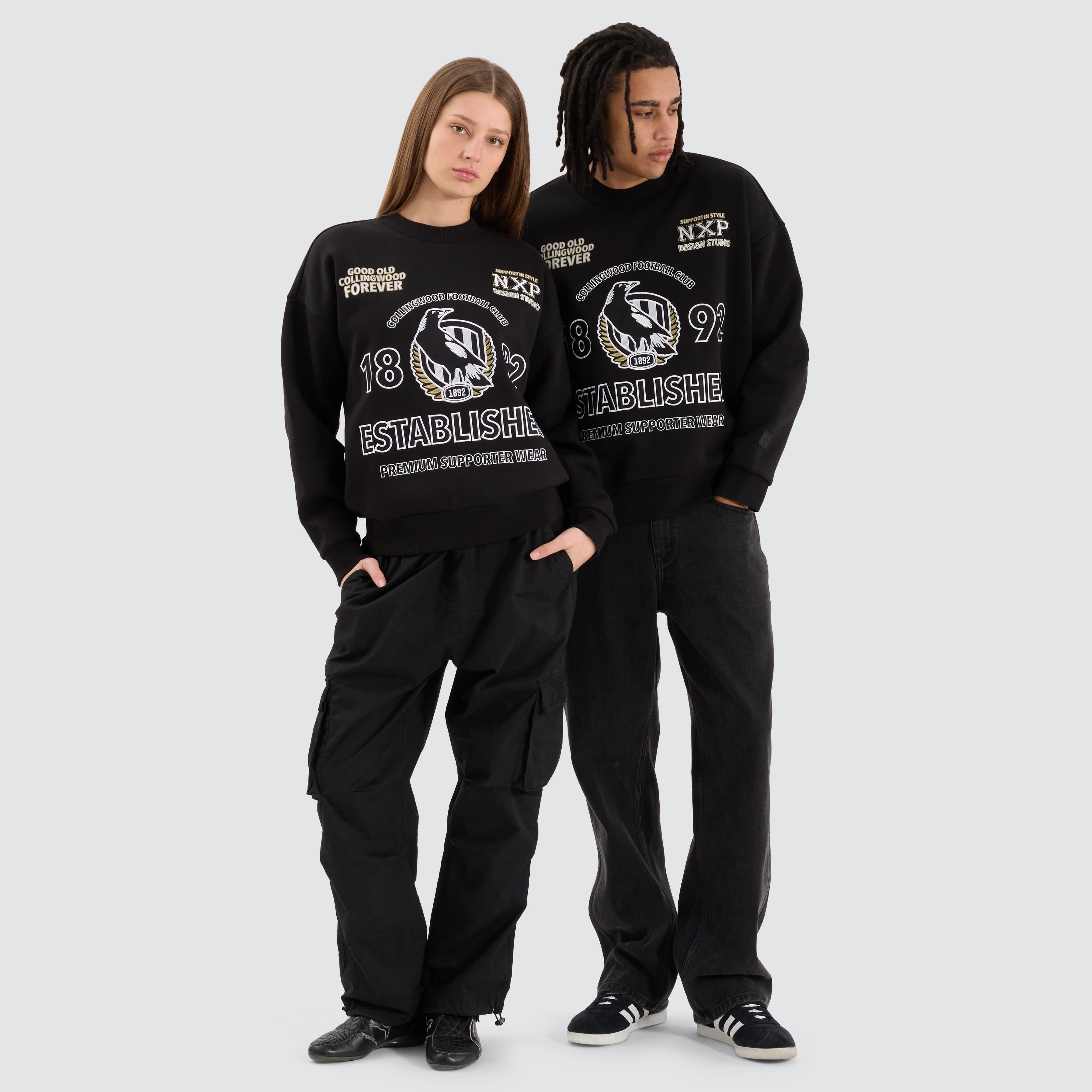 AFL Collingwood Magpies AFL ジャージ XL Collingwood Magpies AFL Mono Pullover in Black | Neverland Store