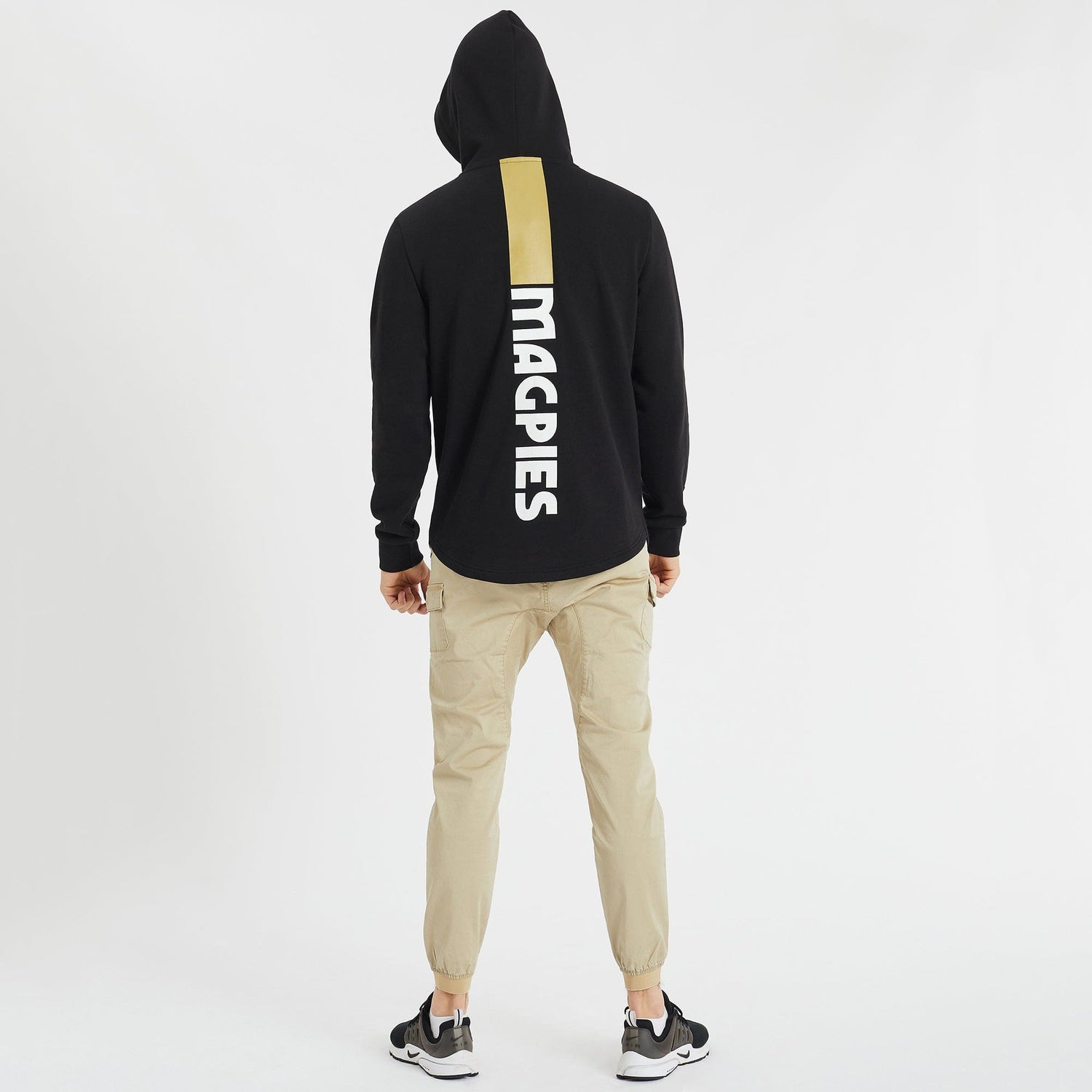 Collingwood Magpies Curved Hem Hoodie Jet Black