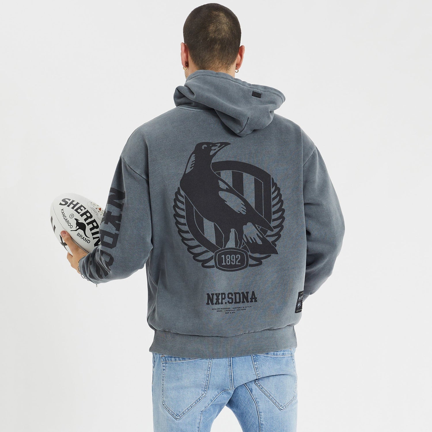 Collingwood Magpies Relaxed Hoodie Pigment Charcoal