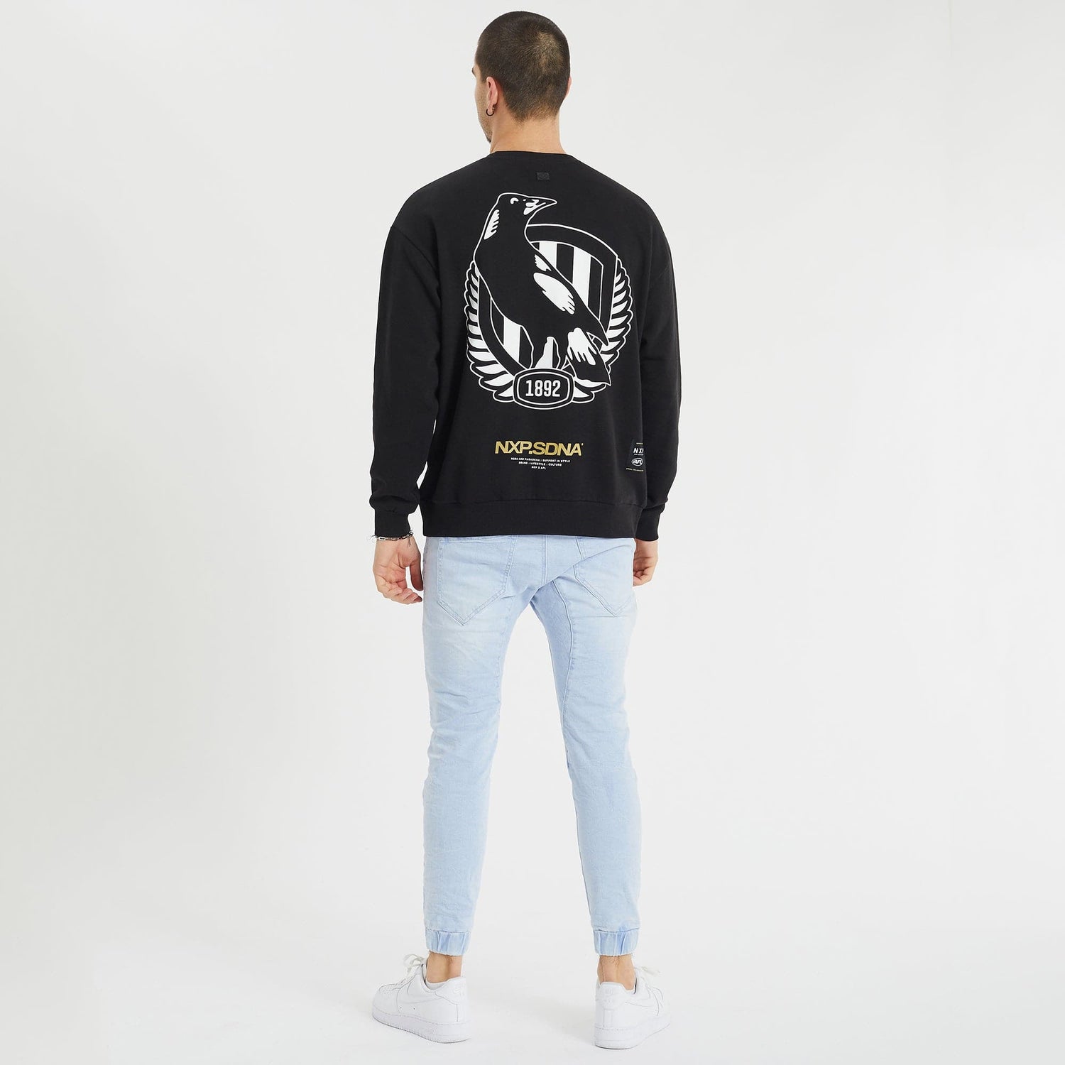 Collingwood Magpies Relaxed Jumper Jet Black