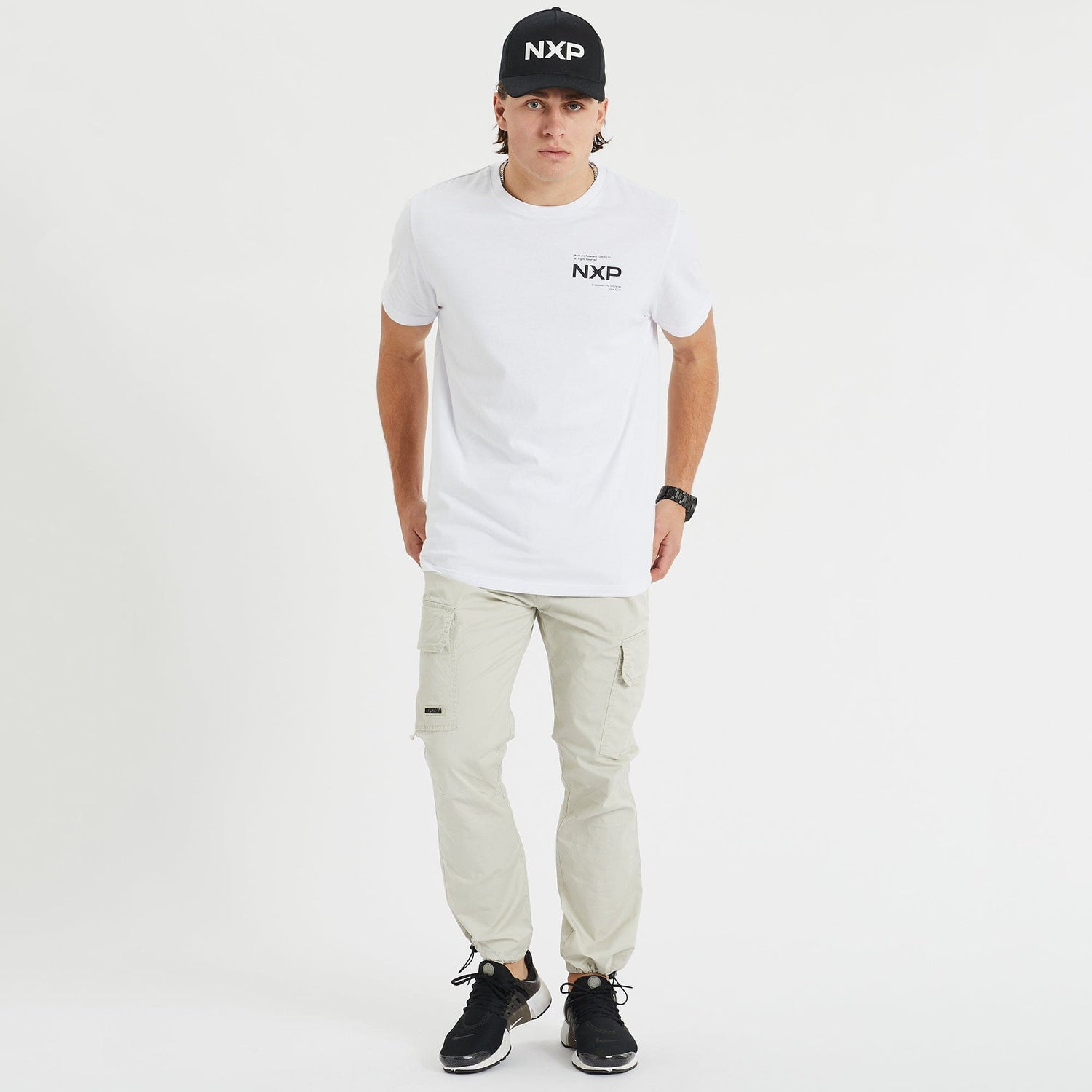Compound Cape Back Tee White