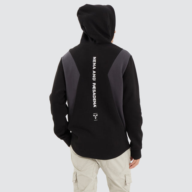 Concentric Dual Curved Hoodie Jet Black