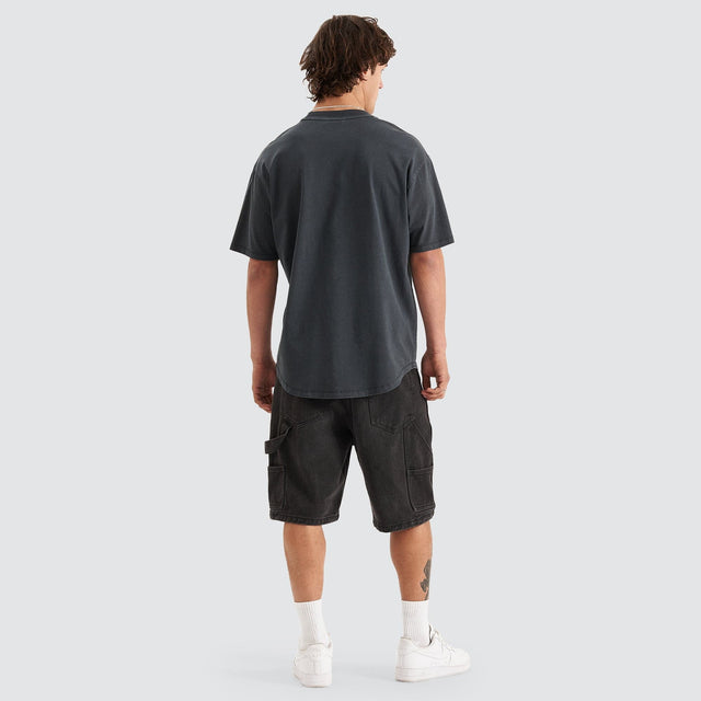Contorted Heavy Box Fit Scoop Tee Pigment Anthracite Black