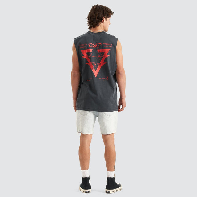 Dark Future Relaxed Muscle Tee Pigment Anthracite Black