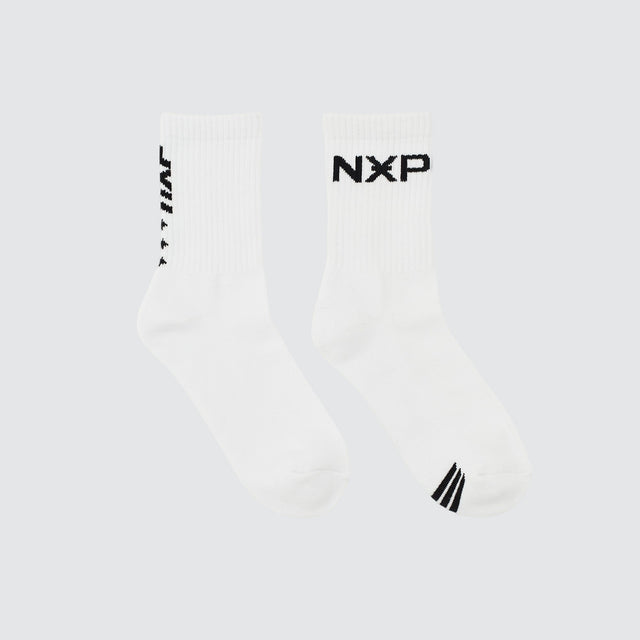 Destruction 2 Pack Mid Sock White