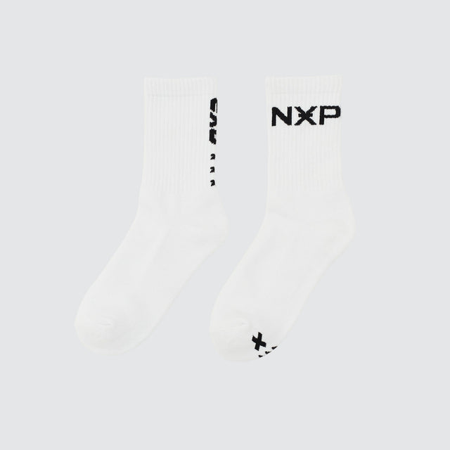 Destruction 2 Pack Mid Sock White