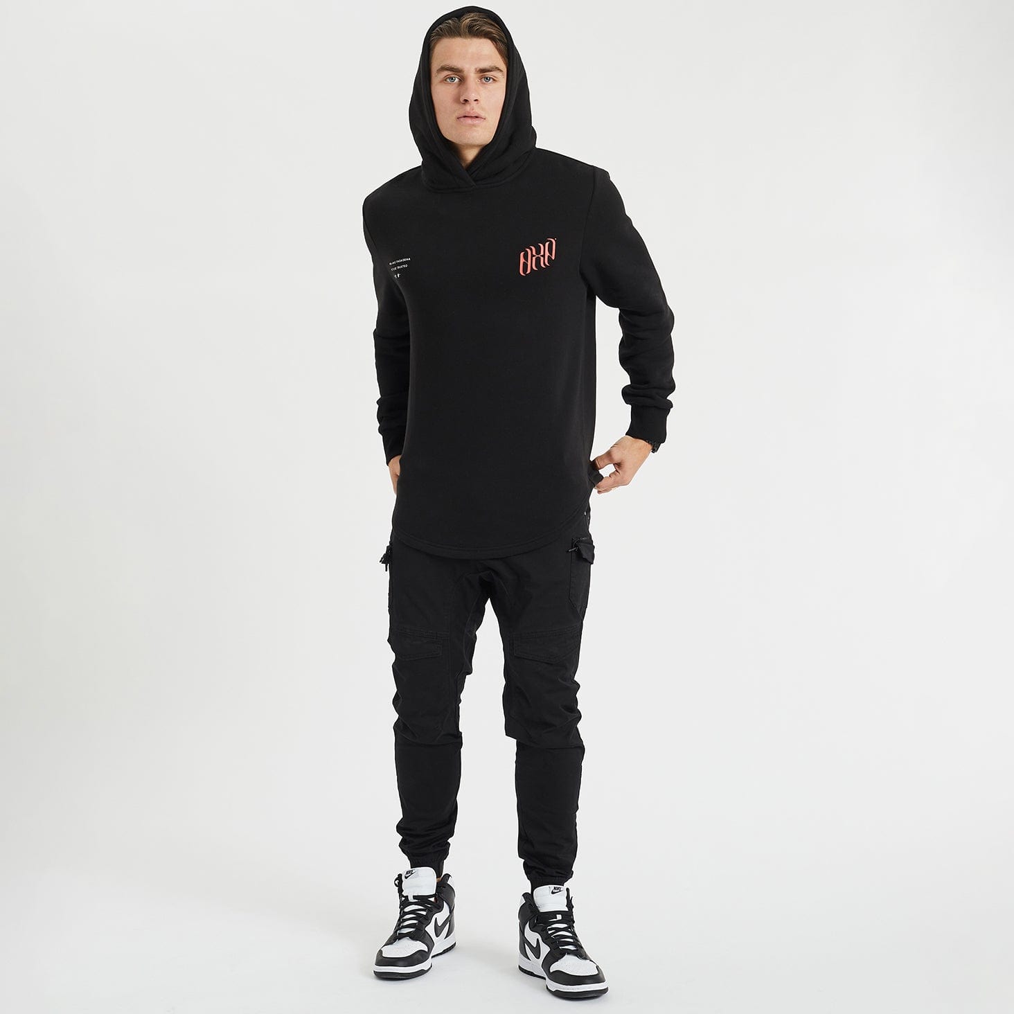 Doused Heavy Dual Curved Hoodie Jet Black