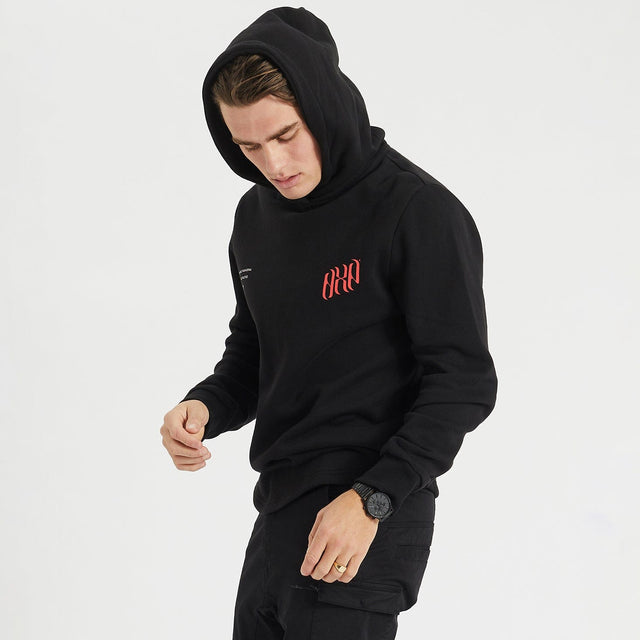 Doused Heavy Dual Curved Hoodie Jet Black