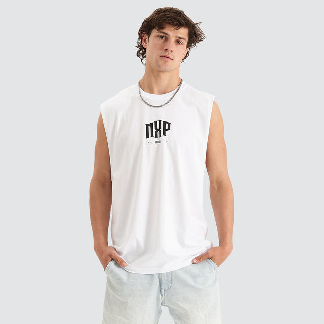 Dynamite Scoop Back Muscle Tee White