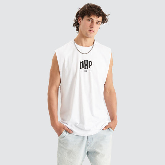 Dynamite Scoop Back Muscle Tee White