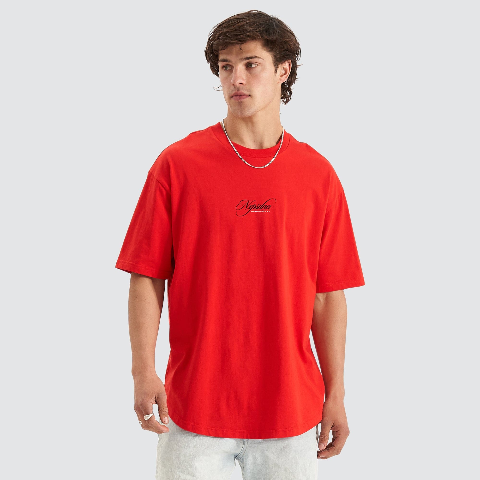 Encrypted Heavy Box Fit Scoop Tee Poppy