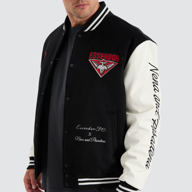 Essendon Bombers AFL Varsity Jacket Jet Black