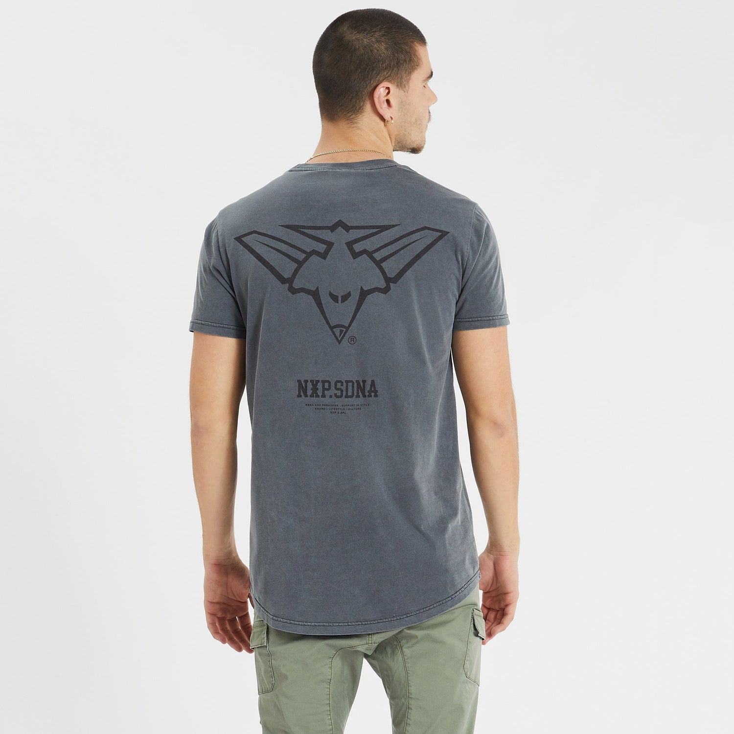 Essendon Bombers Cape Back T-Shirt Pigment Charcoal