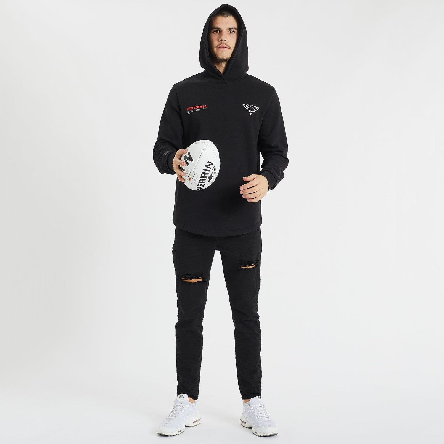 Essendon Bombers Curved Hem Hoodie Jet Black