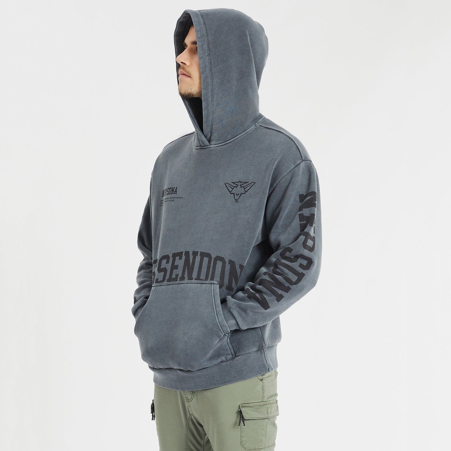 Essendon Bombers Relaxed Hoodie Pigment Charcoal
