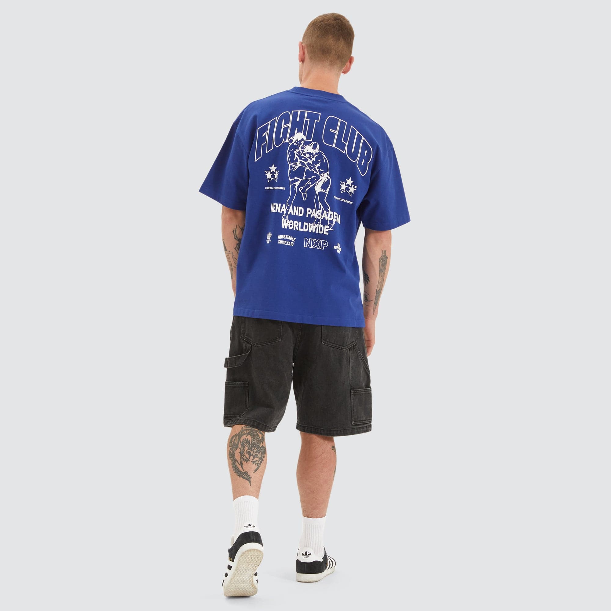 NXP Fight Club Heavy Street Tee in Blue - Nena and Pasadena | NXP