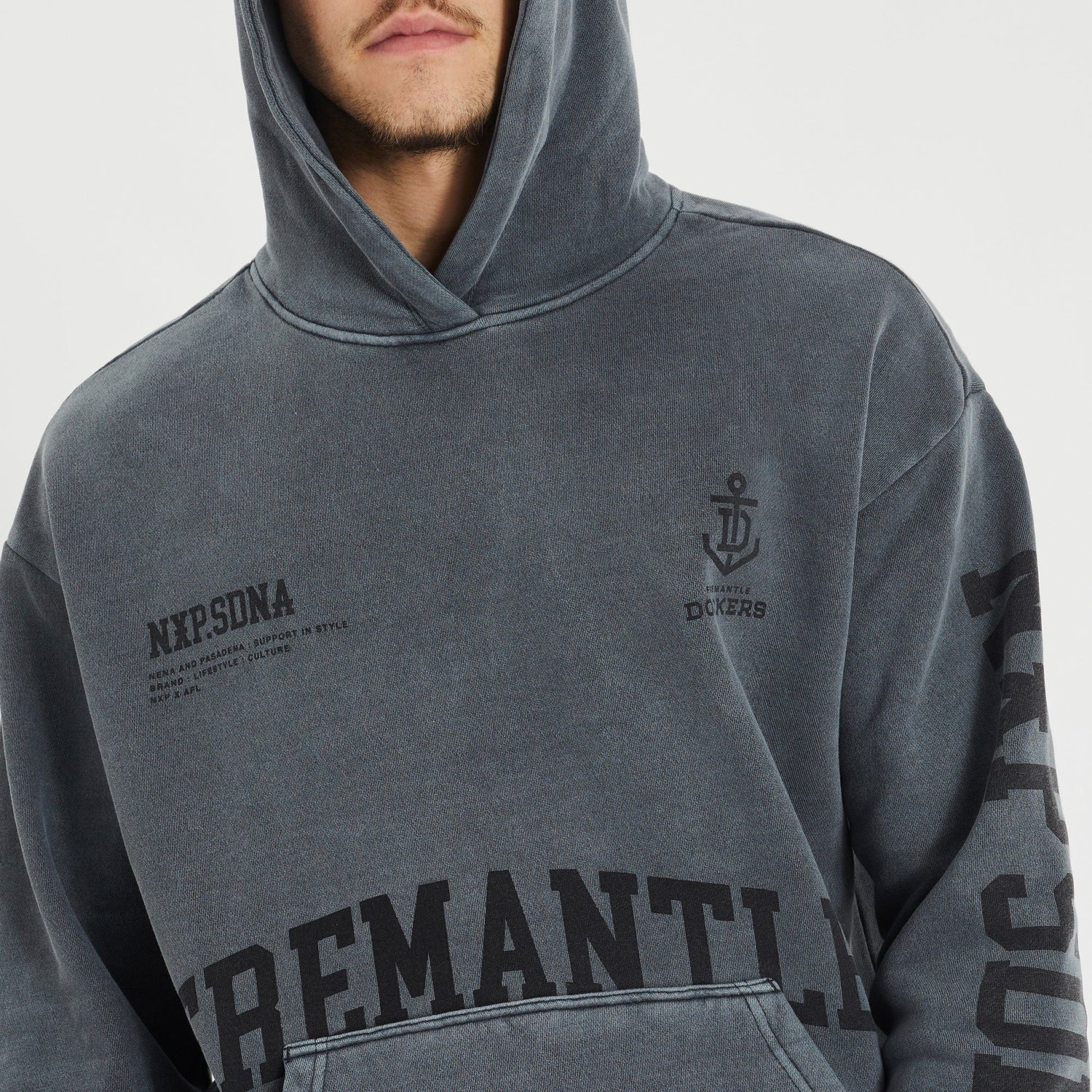 Freemantle Dockers Relaxed Hoodie Pigment Charcoal