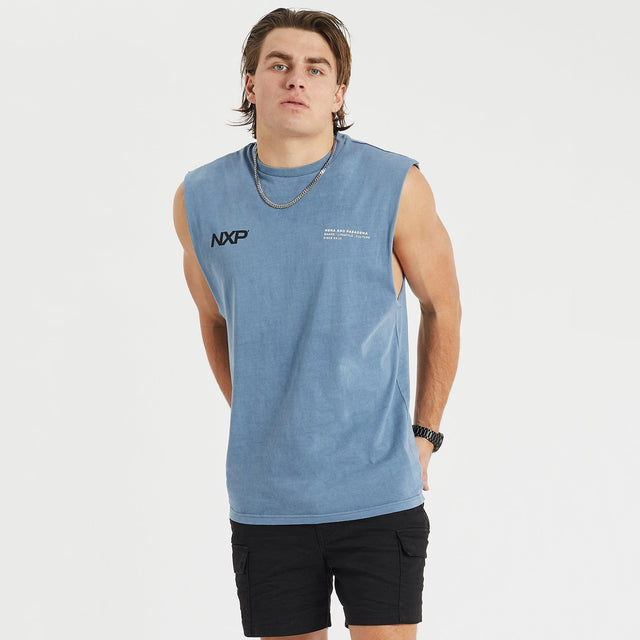 Fusion Scoop Back Muscle Tee Pigment China Blue