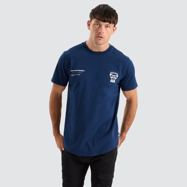 Geelong Cats AFL Dual Curved Tee Navy
