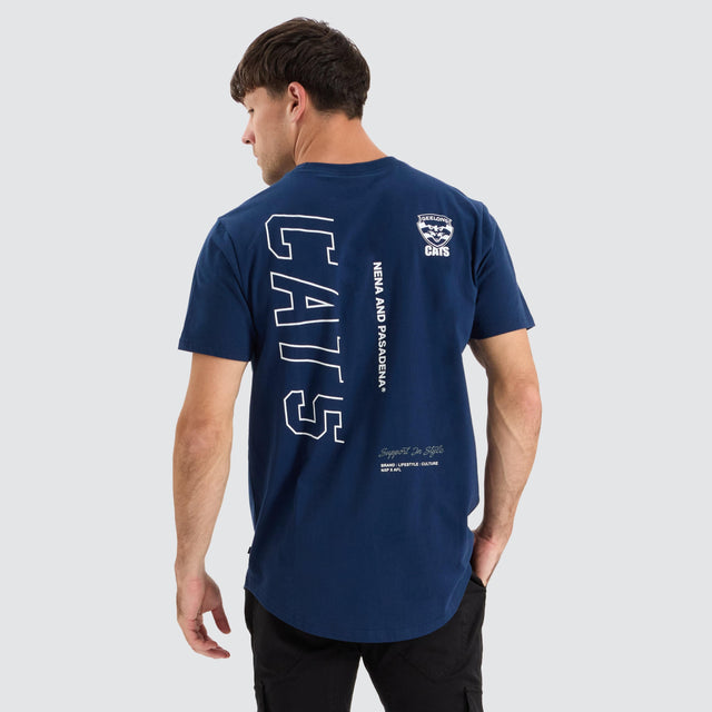 Geelong Cats AFL Dual Curved Tee Navy