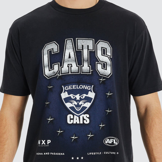 Geelong Cats Box Fit Scoop T-Shirt Mineral Black