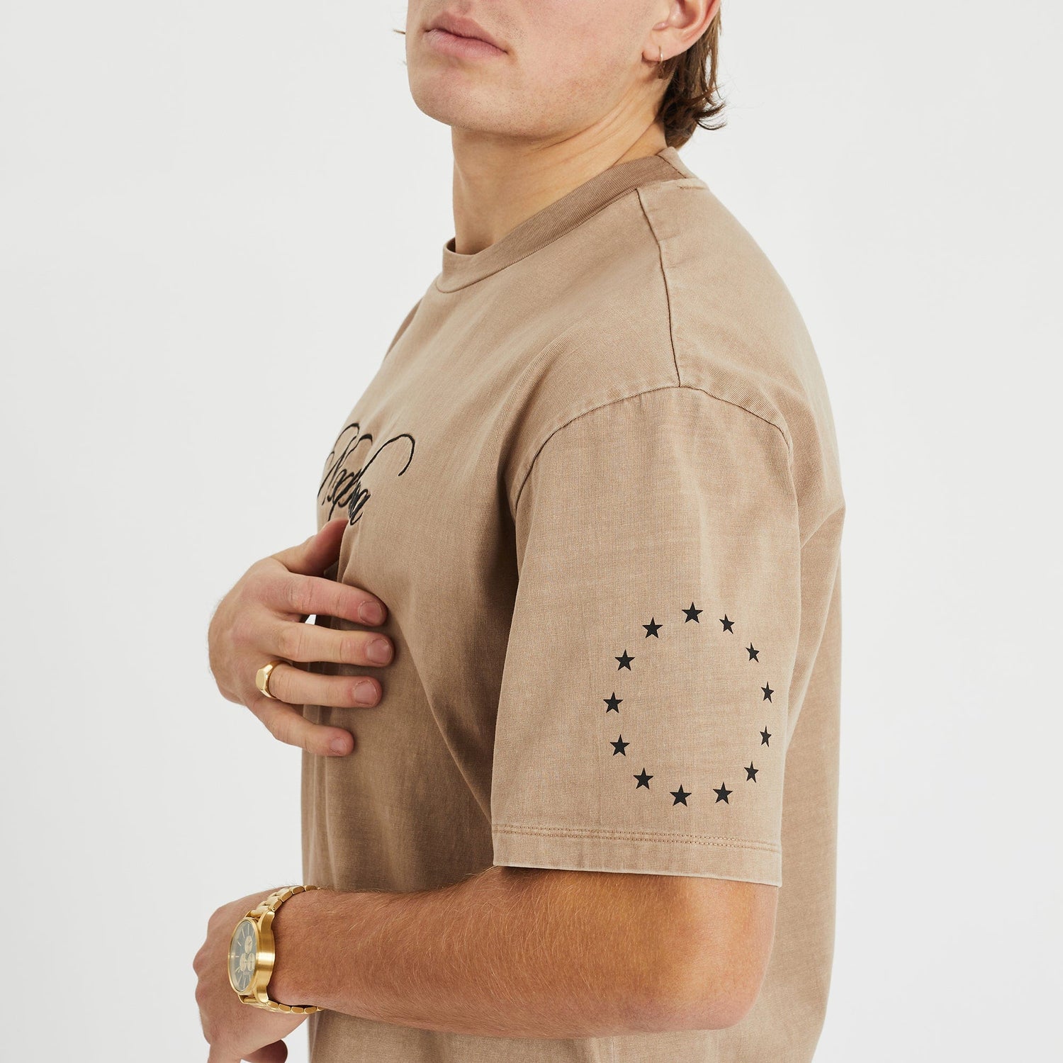 Lafayette Heavy Box Fit Scoop Tee Mineral Taupe