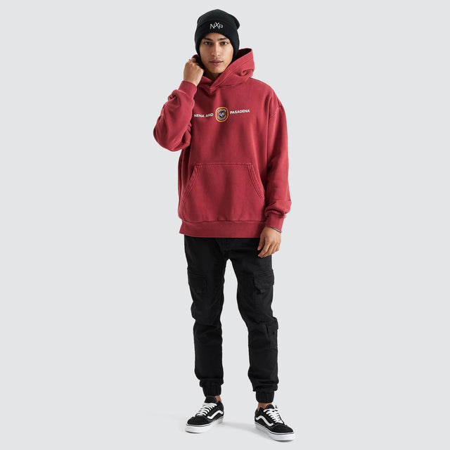 Lygon Relaxed Hooded Sweater Pigment Maroon