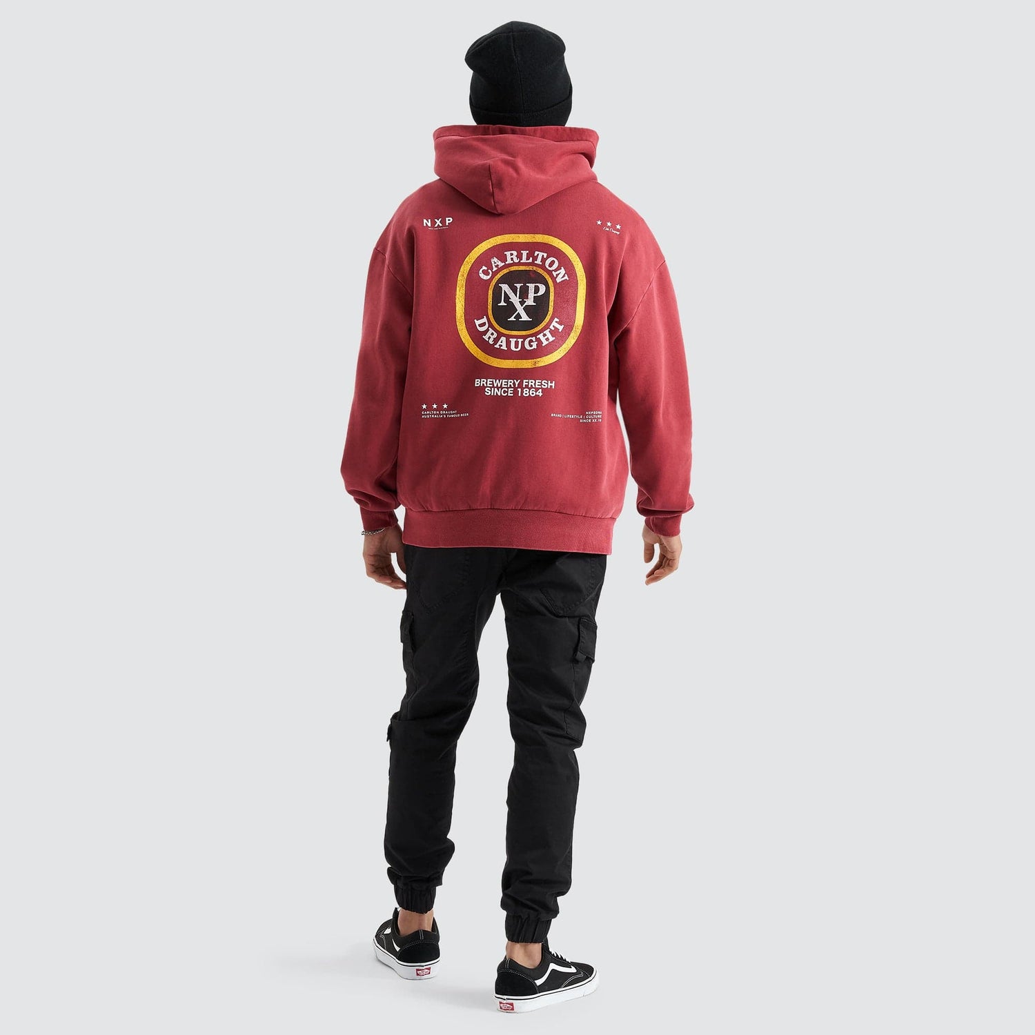 Lygon Relaxed Hoodie Pigment Maroon