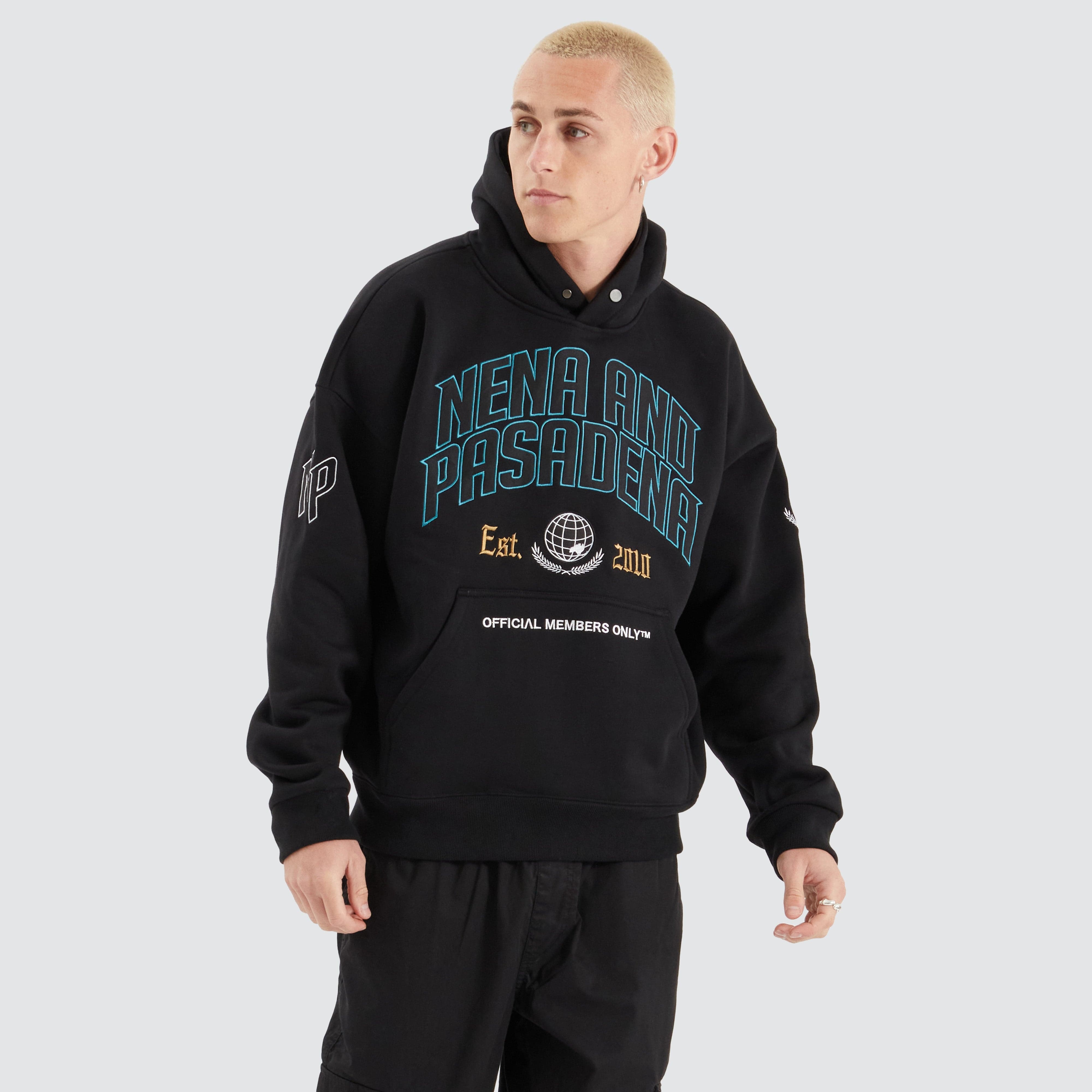 NXP Members Box Fit Hoodie in Jet Black | Nena and Pasadena | NXP