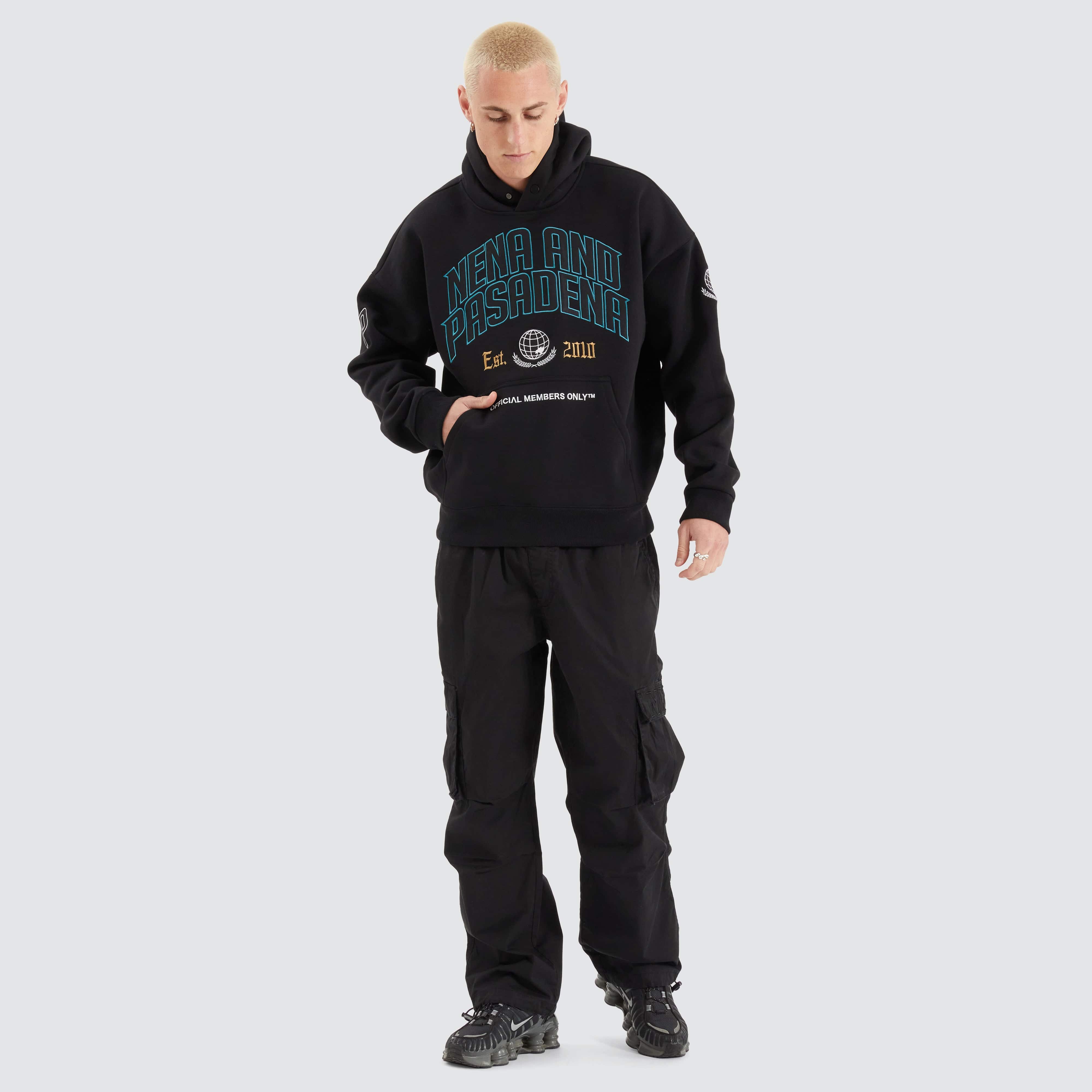 NXP Members Box Fit Hoodie in Jet Black | Nena and Pasadena | NXP