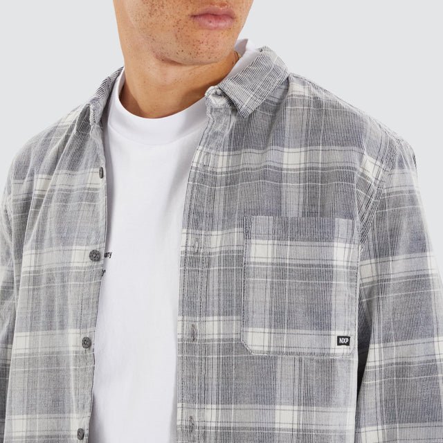 Motion Longsleeve Cord Shirt Blue Granite Check